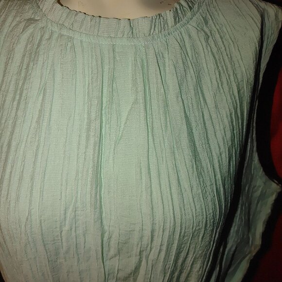 Womens Dress Size Large Mint Green Sleeveless Boho Peasant Ruffle Casual - Picture 5 of 6